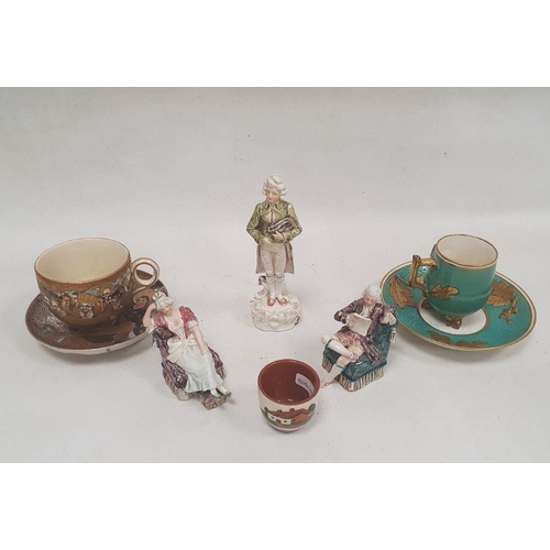 14 - Mintons turquoise ground acorn-moulded coffee cup and saucer, gilt with leaves and sprigs of acorns,... 