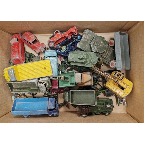 184 - Collection of playworn diecast vehicles including Dinky Toys car transporter, military vehicles, a V... 