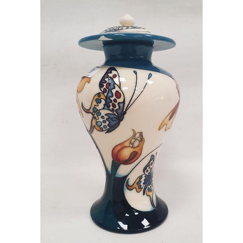 20 - Moorcroft 'Butterfly Medley' pattern inverted baluster vase and cover, printed marks, circa 2007, tu... 