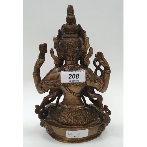 208 - Indian brass figure of brass Indian/Tibetan deity, 21.5cm high