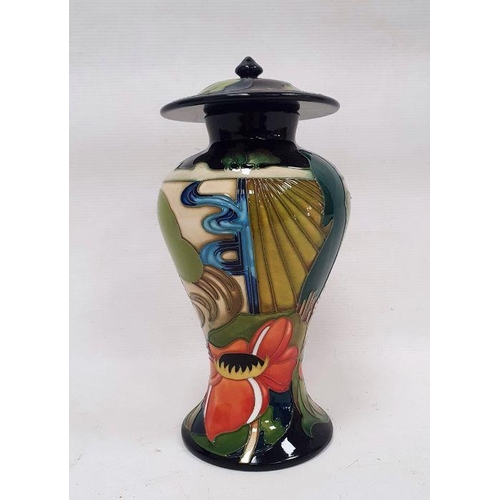 21 - Moorcroft inverted baluster vase and cover, circa 2006, printed and painted marks, tubelined with st... 