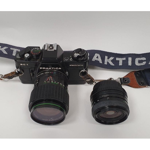 212 - Praktica BC1 electronic camera with Hanimex lens and a Praktica PB Pentacon lens