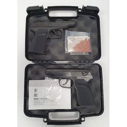 257 - Pair Biacal MP-654K Makarov metal BB air pistols, CO2.177, serial numbers T15037696 and T15037844 wi... 