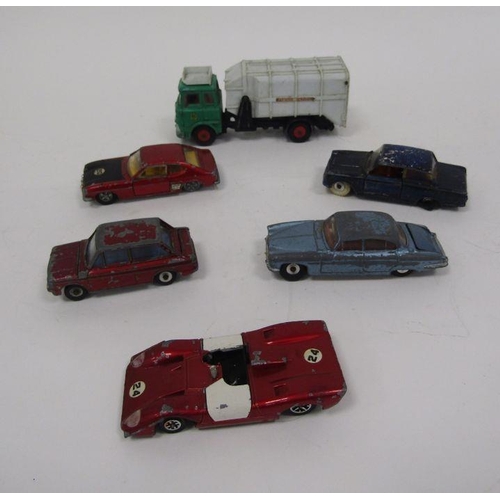 301 - Dinky Toys diecast model playworn cars to include 213 Ford Capri Racing Car No.20, Ferrari 312 P rac... 