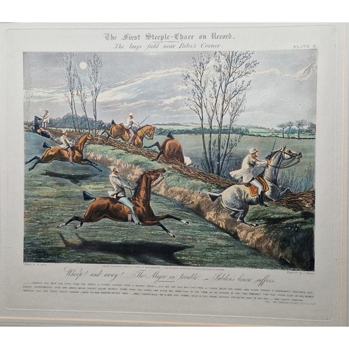 312 - After Henry Thomas Alken
 Colour lithograph
 Set of four colour prints of 'The First Steeple-Chase o... 