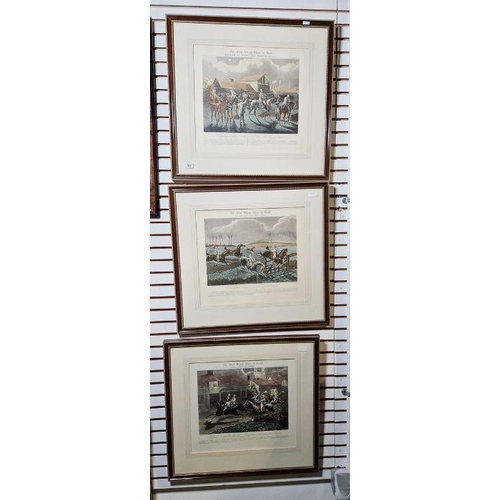 312 - After Henry Thomas Alken
 Colour lithograph
 Set of four colour prints of 'The First Steeple-Chase o... 