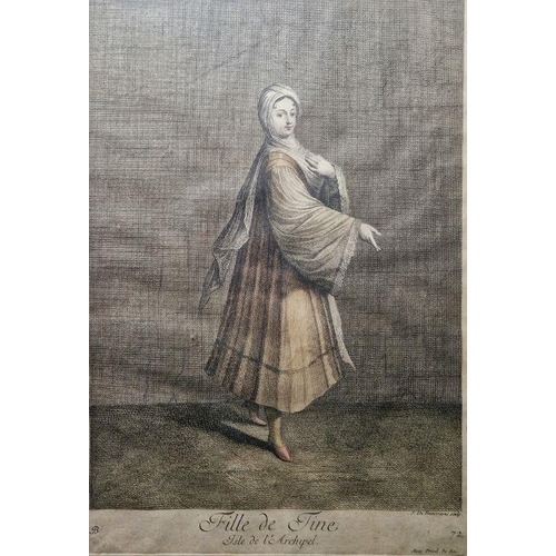 315 - After Jean Baptiste Vanmour (French, 1671–1737)
 Hand coloured etching
 Three early 18th century etc... 