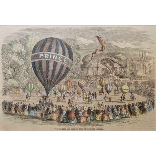 318 - 19th century English school
 Engraving
 Five ballooning engravings to include - 'Descent of Mr Green... 