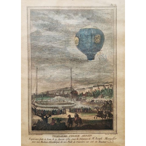 318 - 19th century English school
 Engraving
 Five ballooning engravings to include - 'Descent of Mr Green... 