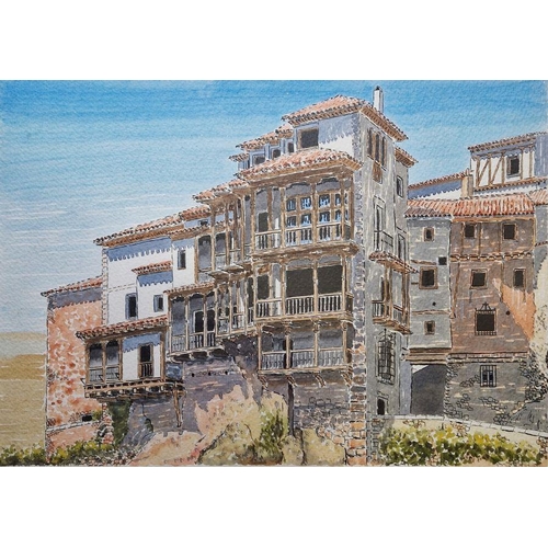 321 - David Rodney Evans
 Watercolour
 'Las Casas Colgadas, La Cuidad Vieja de Cuenca', signed and titled,... 