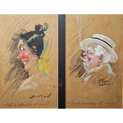 326 - Cowan Duncan (20th century)
 Watercolour and gouache
 Six humorous character studies/portraits, poss... 