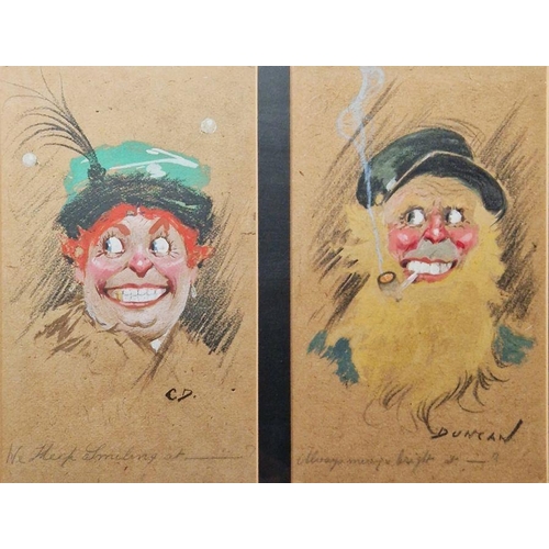 326 - Cowan Duncan (20th century)
 Watercolour and gouache
 Six humorous character studies/portraits, poss... 