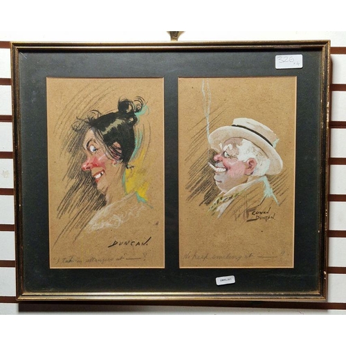 326 - Cowan Duncan (20th century)
 Watercolour and gouache
 Six humorous character studies/portraits, poss... 