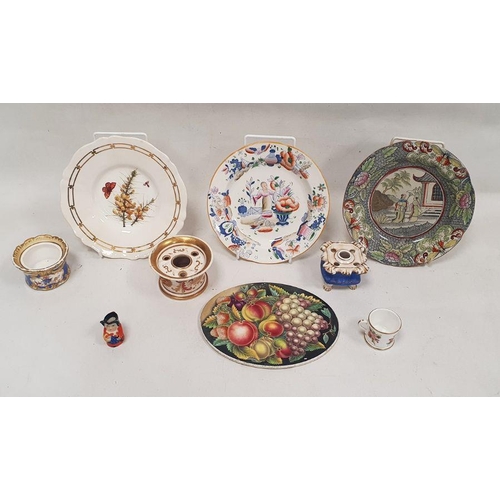 33 - Group of early 19th century English pottery and porcelain, including an oval porcelain plaque painte... 