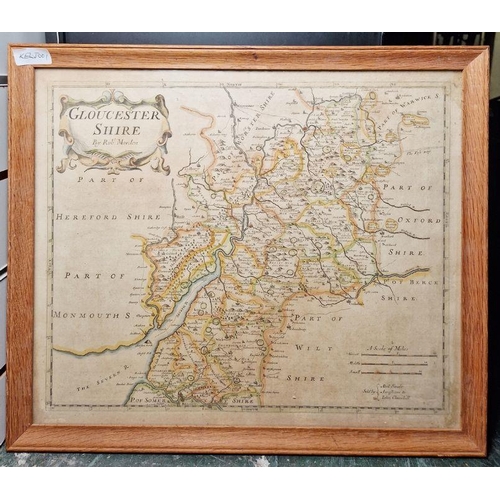 336 - Robert Morden 
 Coloured engraving 
 Map of Gloucestershire 
 Emmanuel Bowen
 