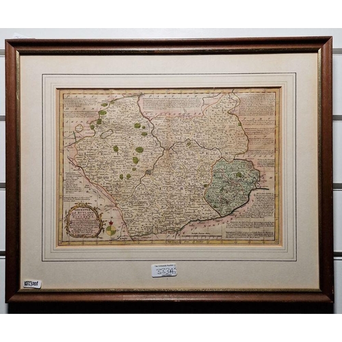 336 - Robert Morden 
 Coloured engraving 
 Map of Gloucestershire 
 Emmanuel Bowen
 