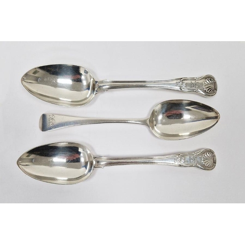 368F - Pair of William IV silver table spoons, hallmarked London 1821 by George Piercy, together with anoth... 