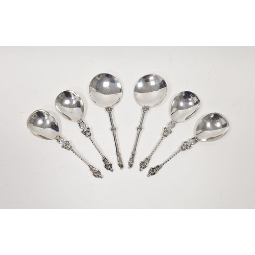 394 - Set of four late Victorian/Edwardian silver apostle spoons by William Hutton and Sons, together with... 