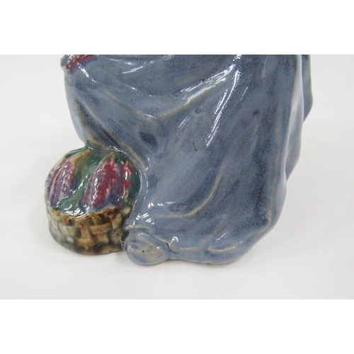 41 - Carter Stabler Adams Poole pottery lavender figure by Phoebe Stabler, the seated woman wearing heads... 