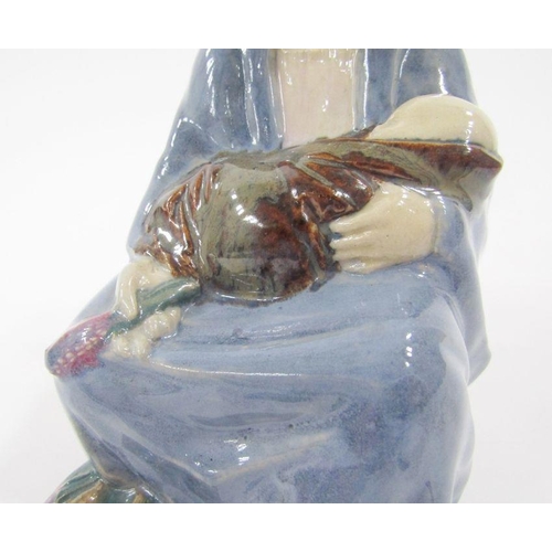 41 - Carter Stabler Adams Poole pottery lavender figure by Phoebe Stabler, the seated woman wearing heads... 