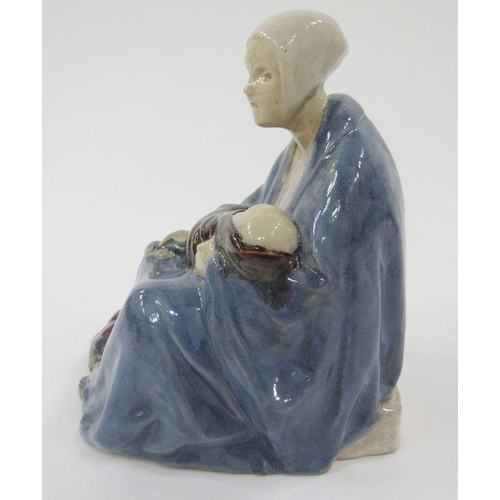 41 - Carter Stabler Adams Poole pottery lavender figure by Phoebe Stabler, the seated woman wearing heads... 