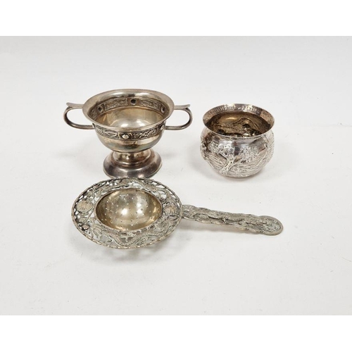 415 - George V Irish silver two-handled trophy, decorated with Celtic style banding, hallmarked Dublin 192... 