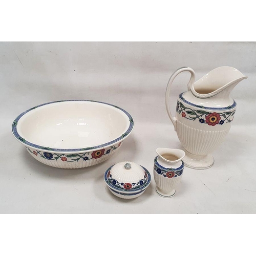 43 - Wedgwood Etruria 'Rhodes' pattern washbowl and jug, a vase and a lidded bowl (4)