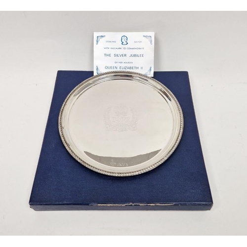 430 - Elizabeth II 1977 Silver Jubilee salver, of circular form, housed in original box, hallmarked Birmin... 