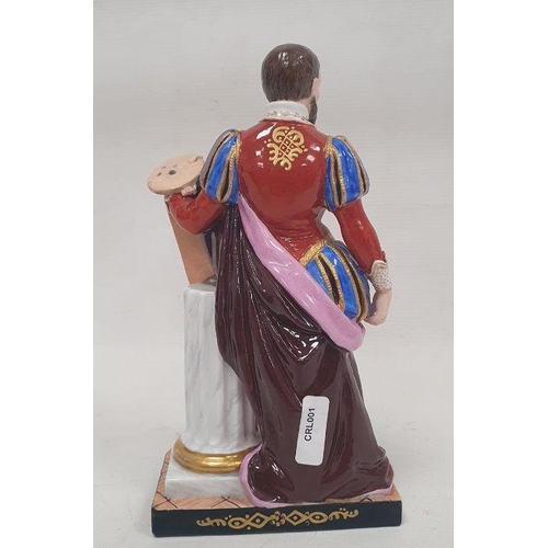 49 - Russian 'Popov' mid-19th century figure of Paul Veronese, the artist modelled standing wearing a str... 