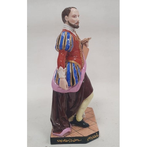 49 - Russian 'Popov' mid-19th century figure of Paul Veronese, the artist modelled standing wearing a str... 