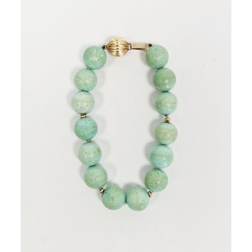 539 - Cassandra Goad 9ct gold and turquoise bead bracelet