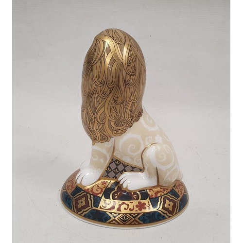 61 - Royal Crown Derby bone china heraldic lion paperweight, designed by Louise Adams, limited edition no... 