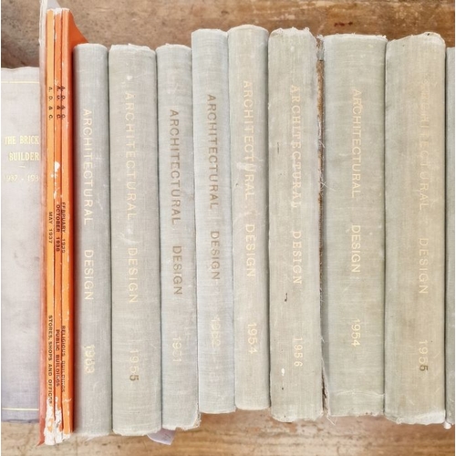 30 - Architectural Design Magazine, bound vols, in grey cloth, for the 1950's and some loose copies (2 bo... 