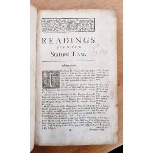 42 - Antiquarian - 
 'Readings Upon the Statute Law, Alphabetically digested.. Taken from Authorities Ext... 