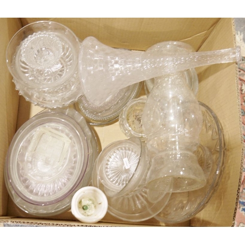 1301 - Two boxes of assorted glassware to include vases, bowls, etc