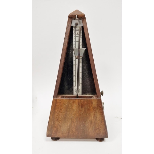 1017 - 20th century French metronome by Maelzel Paquet, 23cm high, and a late Victorian brass-bound oak smo... 