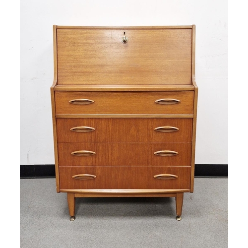 1021 - Mid-century teak bureau by Jentique, the bureau having a fall front top section above four drawers, ... 