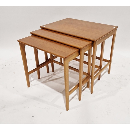 1022 - Mid-century teak nest of three tables, probably by Fröseke AB Nybrofabriken, Sweden, largest table m... 