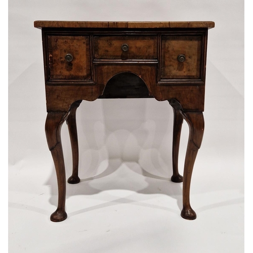 1078 - 19th century walnut lowboy, having one single short drawer flanked on either side by a single deep d... 