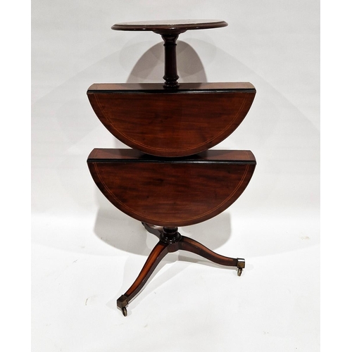 1082 - Late 19th/early 20th century mahogany three-section dumb waiter with two sections being drop flap wi... 