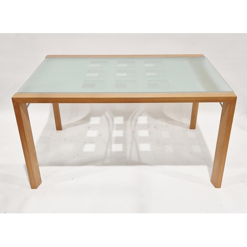 1113 - 20th century Ligne Roset glass-topped extending dining table of rectangular form, 74cm high x 140cm ... 