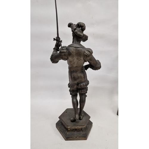 119 - Pair of late 19th/early 20th century French spelter figures of soldiers in historical costume, each ... 