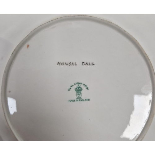 12 - Pair of Royal Crown Derby bone china plates, early 20th century, printed green factory marks, painte... 