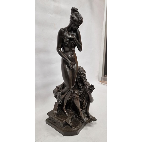 126 - After Bruno Lach (1891-1935) bronzed resin group of 'The Slave Trader', signed 'Lach' to canted rect... 