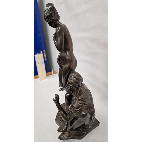 126 - After Bruno Lach (1891-1935) bronzed resin group of 'The Slave Trader', signed 'Lach' to canted rect... 