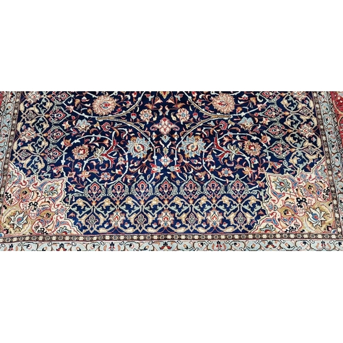 1270 - Sarough Persian large carpet, woven with pale blue medallion reserved on a blue ground against dense... 