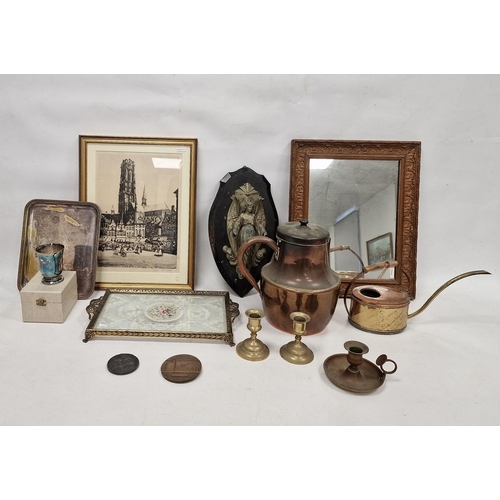 139 - Collection of metalware and other items including a drypoint etching after James Power (RBA) titled ... 