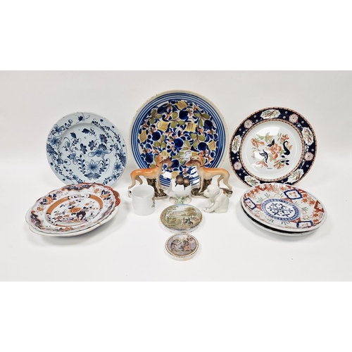 14 - Assorted items of pottery and porcelain including an English mid-18th century delftware blue and whi... 