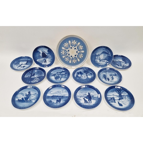 15 - Collection of Royal Copenhagen Christmas year plates, printed green factory marks, titled and with b... 