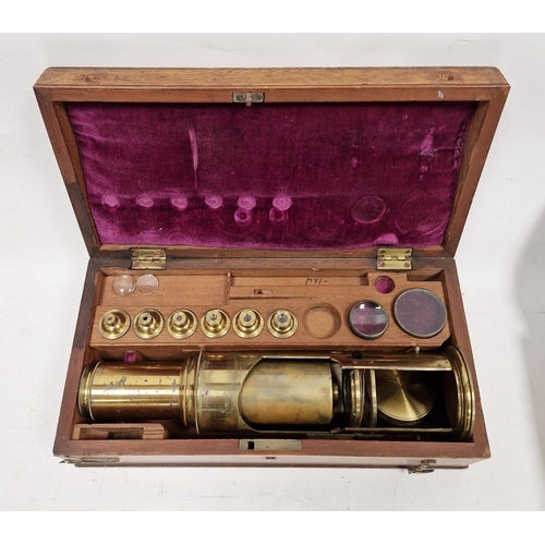 152 - Late 19th century monocular microscope by Crichton (London, 112 Leadenhall Street), brass, with lens... 